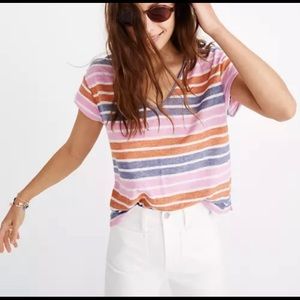 Madewell skyline v neck tee, multicolor stripe
